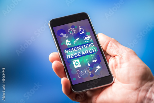 Scientific research concept on a smartphone