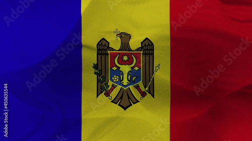 Close up 3d video 4k waving flag Moldavie