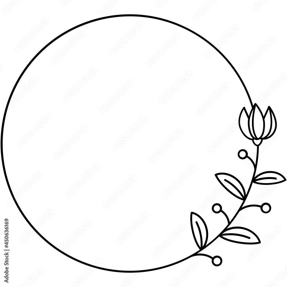 wreath flower with circle border frame wreath flower with circle border frame