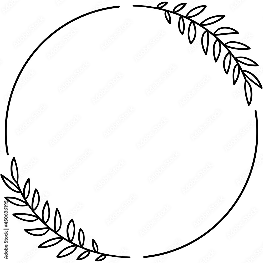 wreath flower with circle border frame Stock Vector Adobe Stock