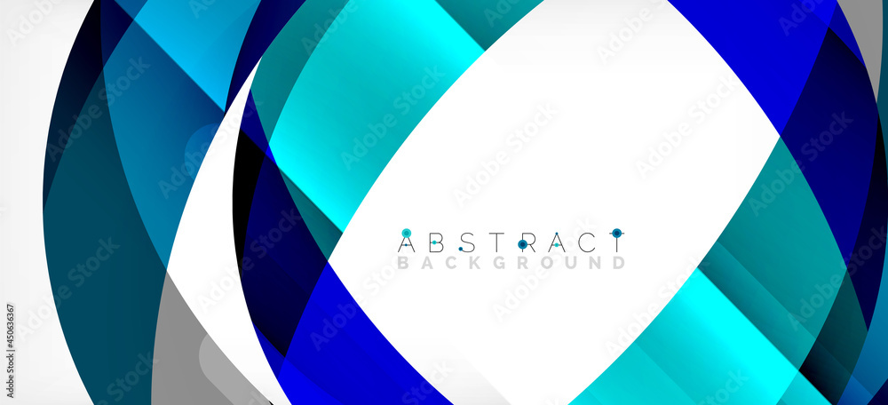 Geometric abstract background. Circle created with overlapping color shapes. Vector Illustration For Wallpaper, Banner, Background, Landing Page