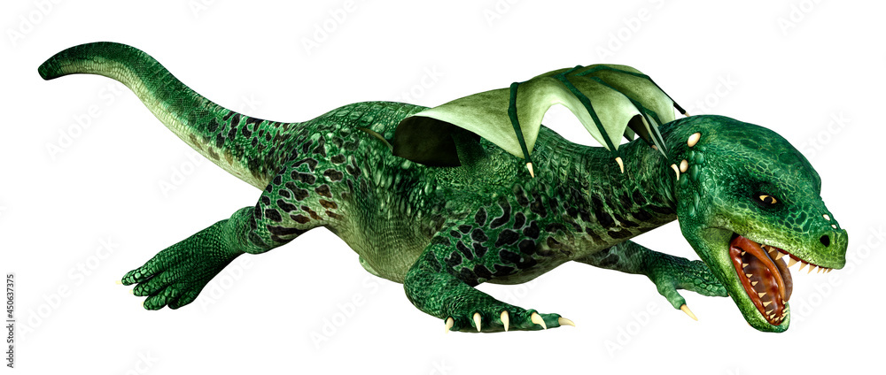 Fototapeta premium 3D Rendering Fairy Tale Dragon on White