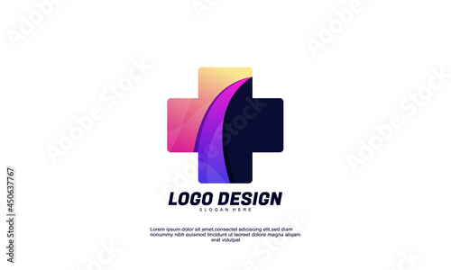 stock abstract creative logo for medical or healthy with gradient colorful design template