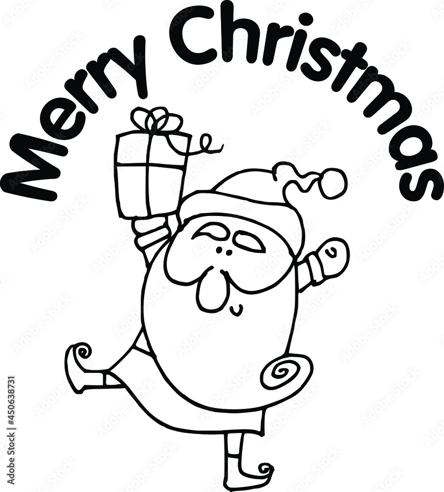 Fototapeta premium Vector illustration cartoon Santa Claus Merry Christmas card action series