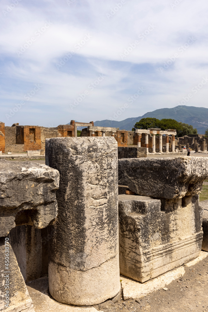 Forum of ancient city destroyed by the eruption of the volcano Vesuvius in 79 AD near Naples, Pompeii, Italy Forum of ancient city destroyed by the eruption of the volcano Vesuvius in 79 AD near Naples, Pompeii, Italy