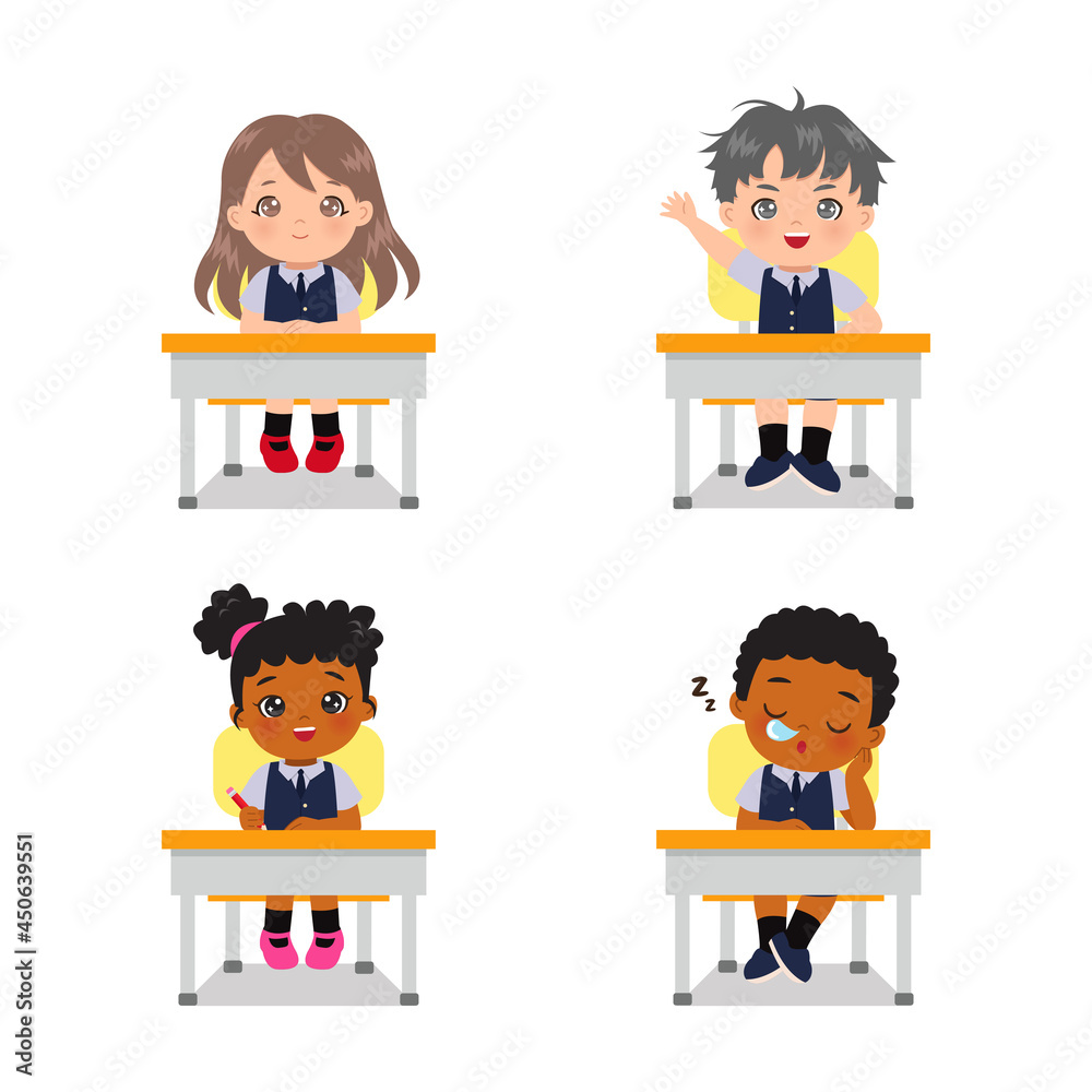 Cute boy and girl clip art in class room Cute boy and girl clip art in class room