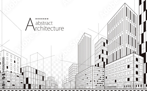 3D illustration Imagination modern urban landscape background,architecture building construction perspective design drawing.