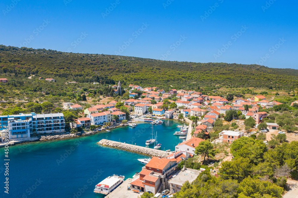 Picturesque town of Bozava on the island of Dugi Otok in Croatia. Panoramic view.