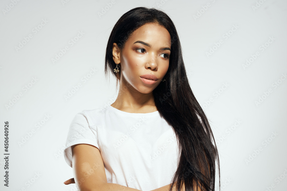 pretty woman with black long hair fashion studio posing pretty woman with black long hair fashion studio posing
