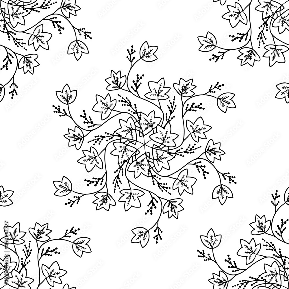 calumba, seamless b-w dd ww herb isol calumba, seamless b-w dd ww herb isol