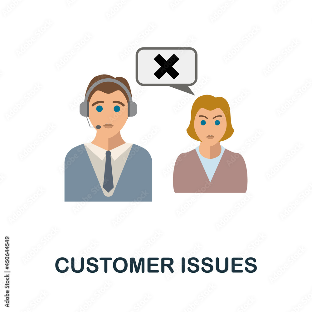 Customer Issues flat icon. Colored sign from customer management collection. Creative Customer Issues icon illustration for web design, infographics and more