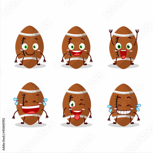Cartoon character of new rugby ball with smile expression