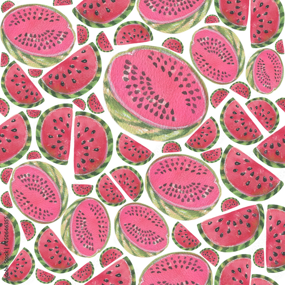 Seamless pattern Watermelon. Hand painted watercolor. Handmade fresh food design elements isolated. Seamless pattern Watermelon. Hand painted watercolor. Handmade fresh food design elements isolated.
