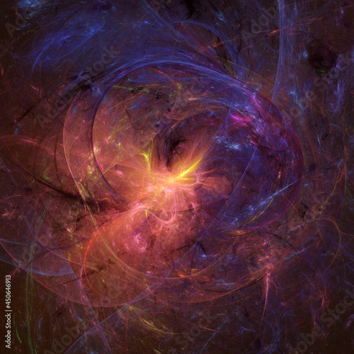 Abstract fractal art background. Very detailed dynamic shapes. I think it looks like a chaotic fiery explosive deep space anomaly.