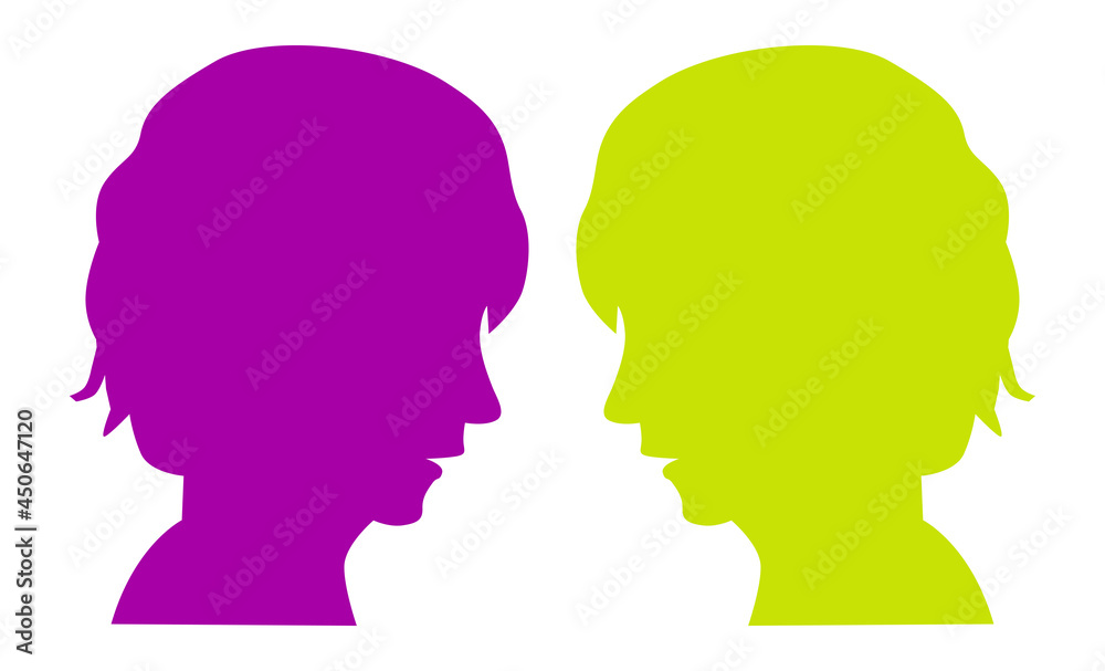 Teenager with uneven haircut head face profile silhouette