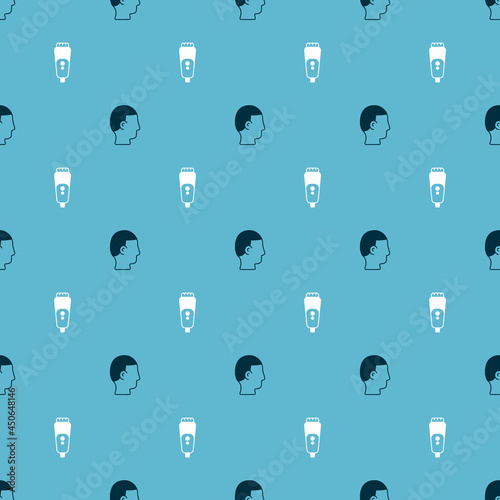 Set Hairstyle for men and Electric razor blade on seamless pattern. Vector