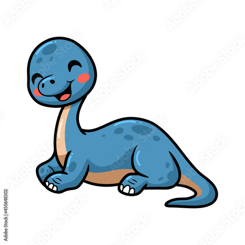 Cute little dinosaur cartoon lying down