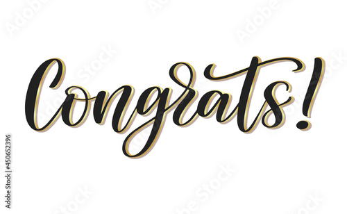 Congrats word lettering in modern style. Modern vector design element as poster, card, banner, background. 