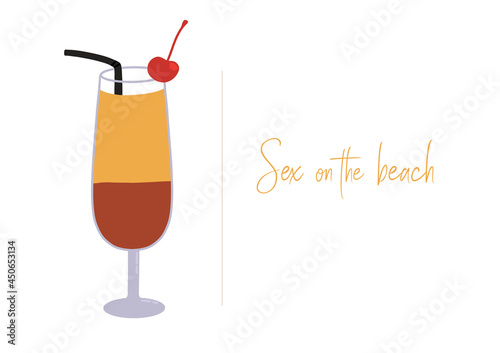 Cocktail sex on the beach. Vector illustration.