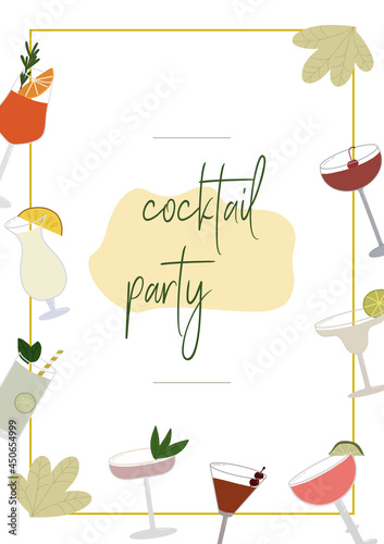 Cocktail party invitation. Vector illustration.