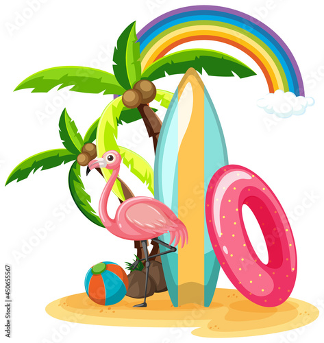 Summer beach icons on Island isolated