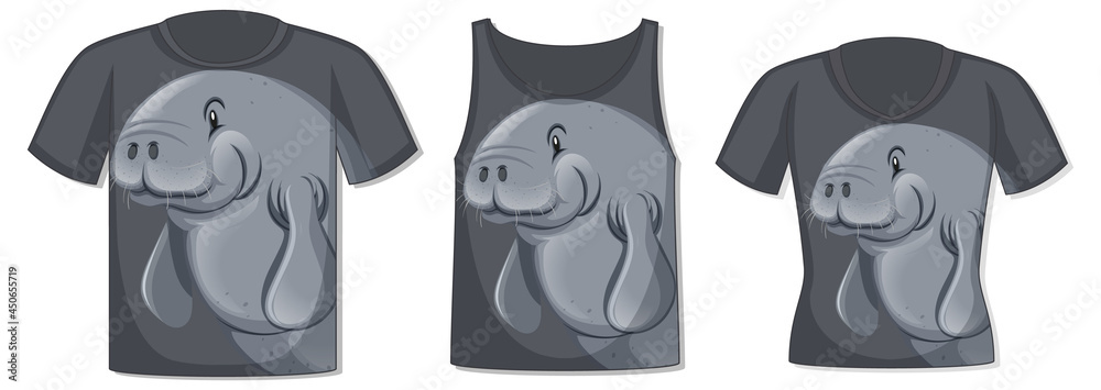 Front of t-shirt with manatee template