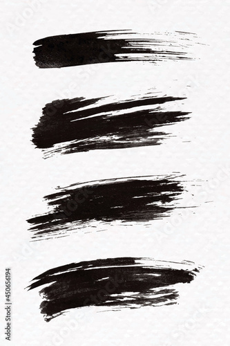 Abstract black brush stroke set vector photo