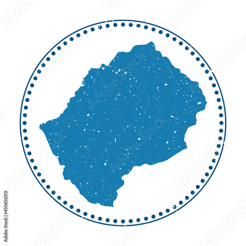 Lesotho sticker. Travel rubber stamp with map of country, vector illustration. Can be used as insignia, logotype, label, sticker or badge of Lesotho.