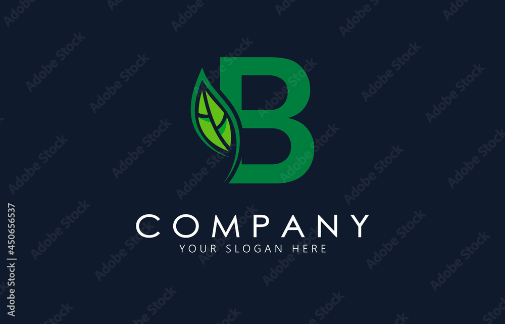 B Letter with green leaf logo template. Organic logo design. B Letter with green leaf logo template. Organic logo design.