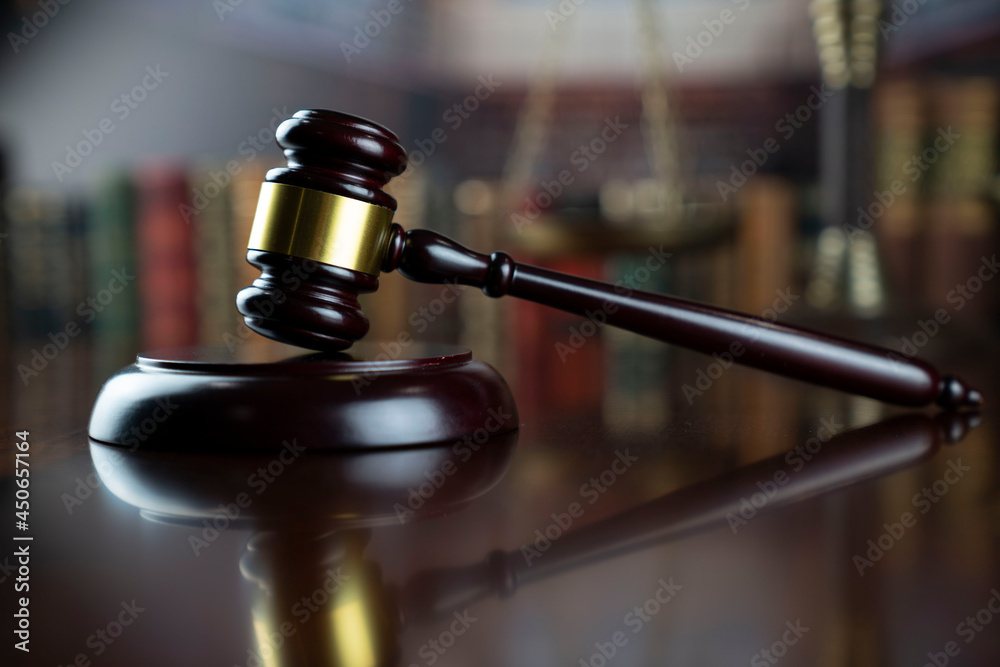 Law and justice concept. Law symbols composition: judge’s gavel, Themis statue and scale. Law and justice concept. Law symbols composition: judge’s gavel, Themis statue and scale.