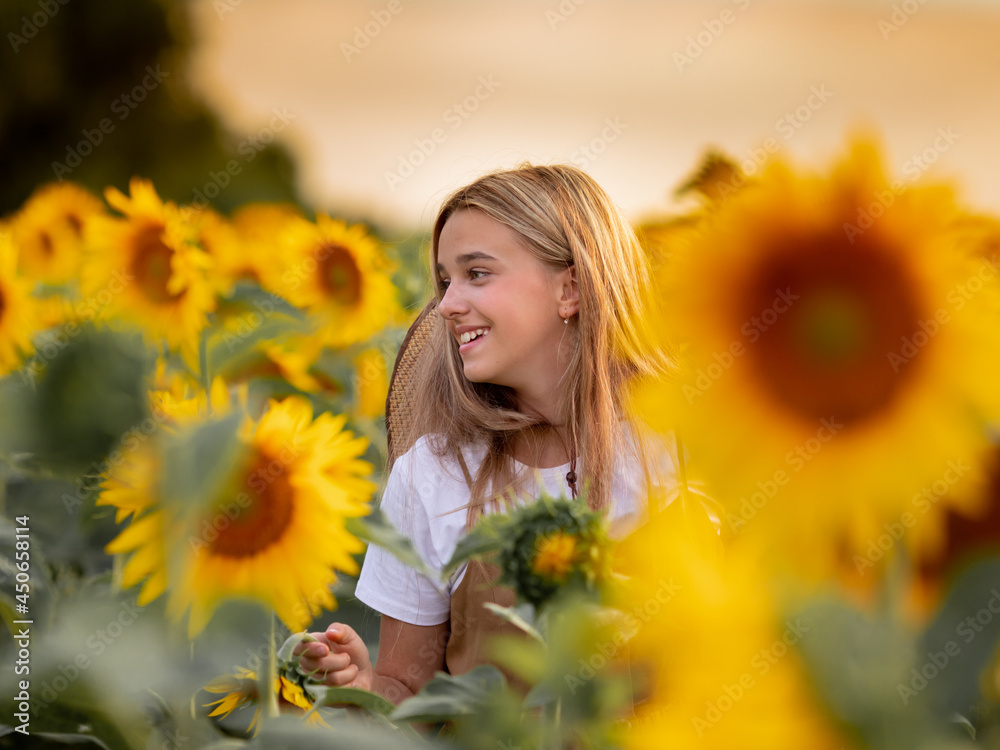 12 year old girl on a field of sunflowers 12 year old girl on a field of sunflowers