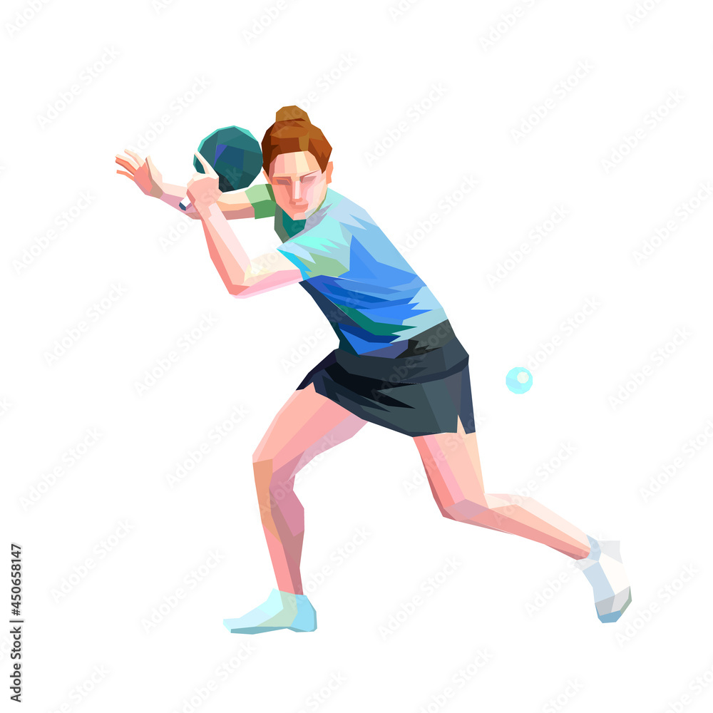 Table tennis player triangle polygonal low poly vector illustration Table tennis player triangle polygonal low poly vector illustration