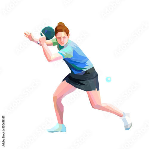 Table tennis player triangle polygonal low poly vector illustration