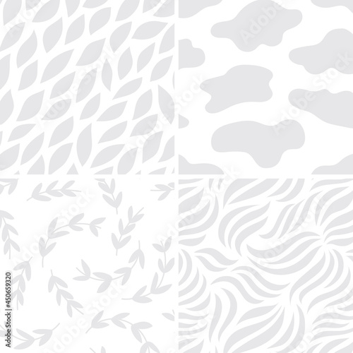 Light gray seamless patterns set vector