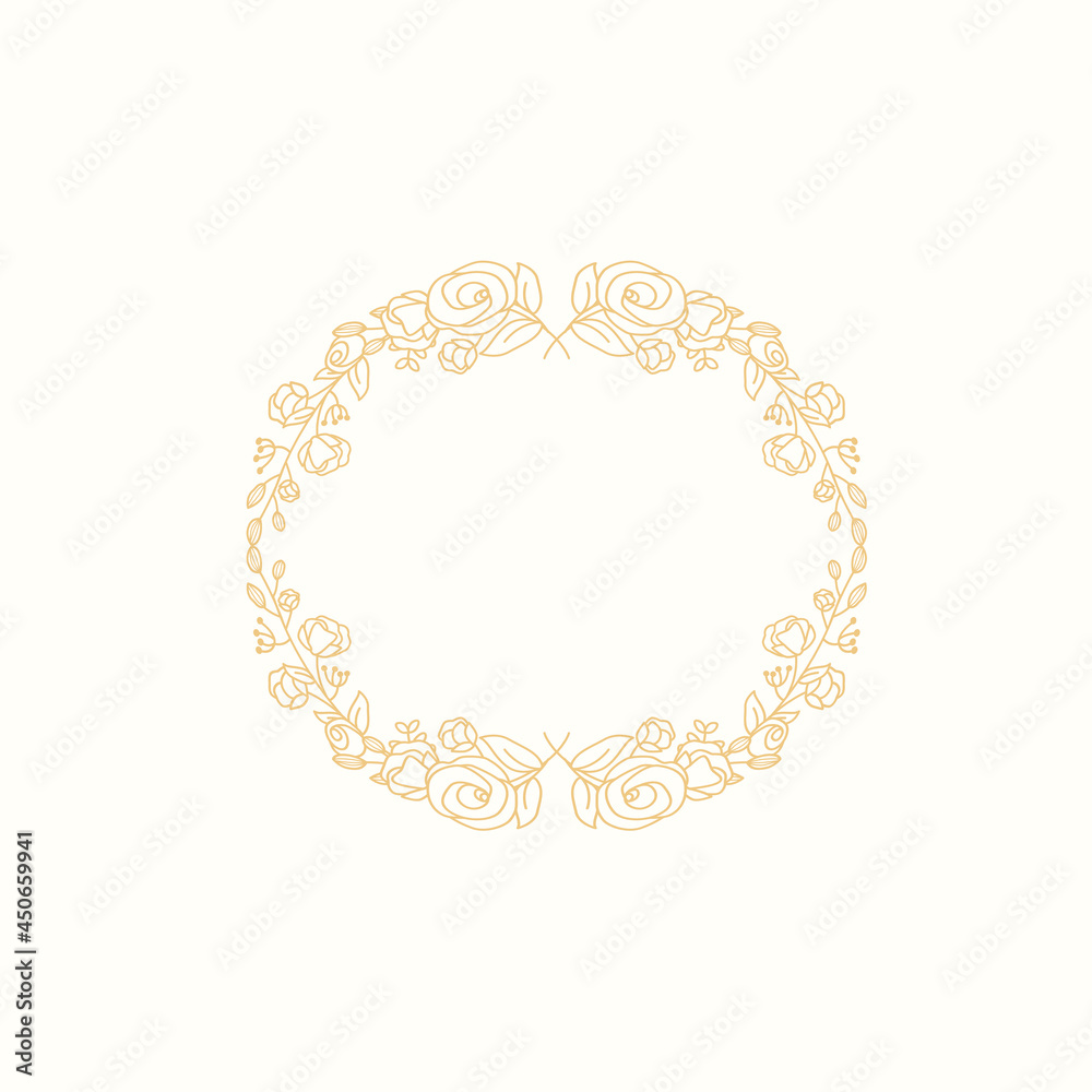 Floral doodle wreath design vector Floral doodle wreath design vector