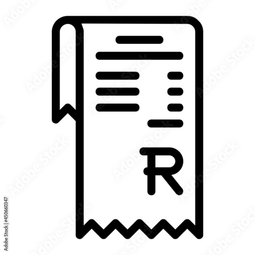 South African Rand Shopping Receipt Icon