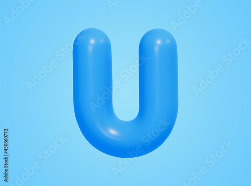 3d blue letter U balloon