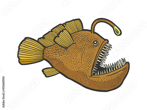angler deep sea fish with light sketch raster