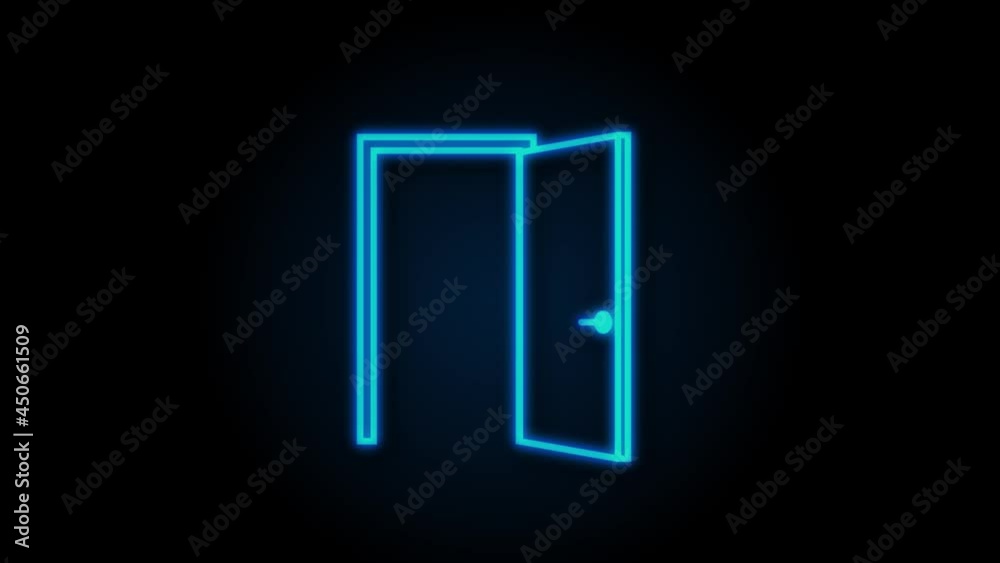 Open door. Interior design. Business concept. Front view. Home office. Motion graphics. Open door. Interior design. Business concept. Front view. Home office. Motion graphics.