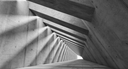 long futuristic concrete corridor with ray light 3d render background