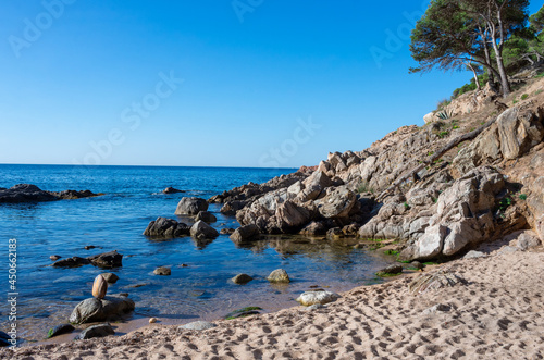 Cala Estreta beach in Palamos, Costa Brava, Girona province, Catalonia, Spain. photo
