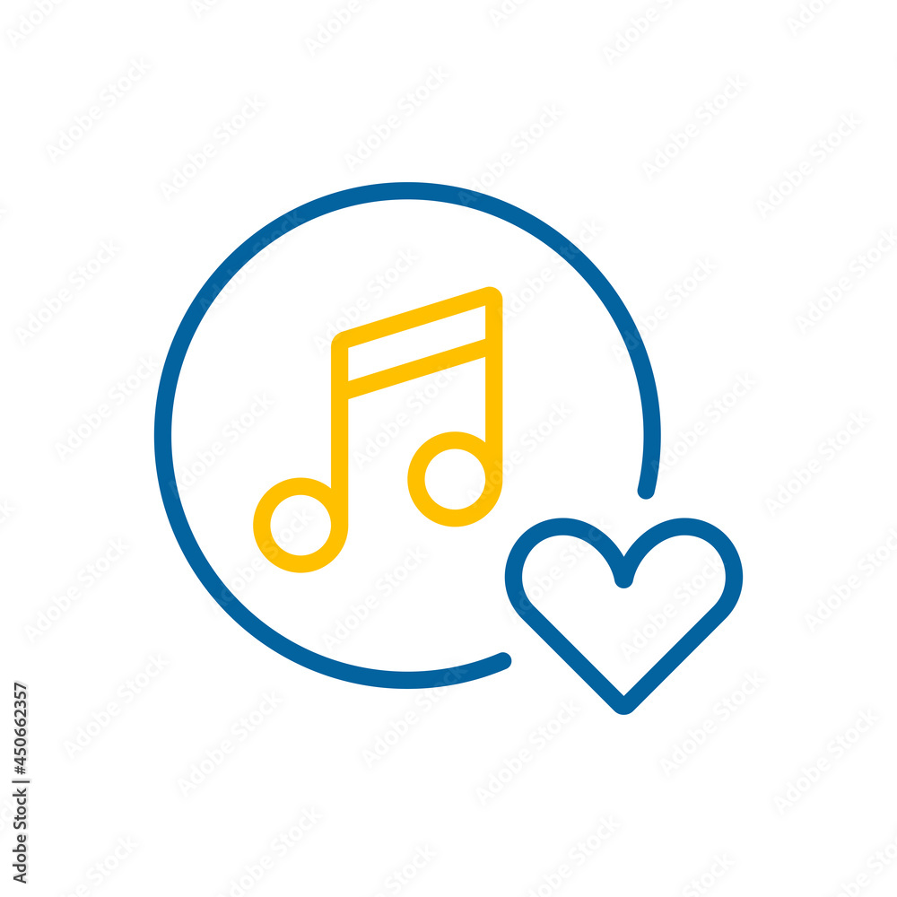 Musical note icon and favorite, like symbol Musical note icon and favorite, like symbol
