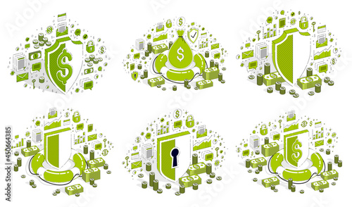 Financial safety 3D vector design concepts isolated over white background, stylish illustrations on business and finance theme.