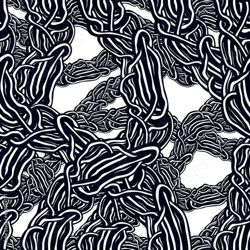 Horror art style horrible seamless pattern, vector background. Tangled roots or gut biological life form weird endless illustration. Usable for fabric, wallpaper, wrapping, web and print.