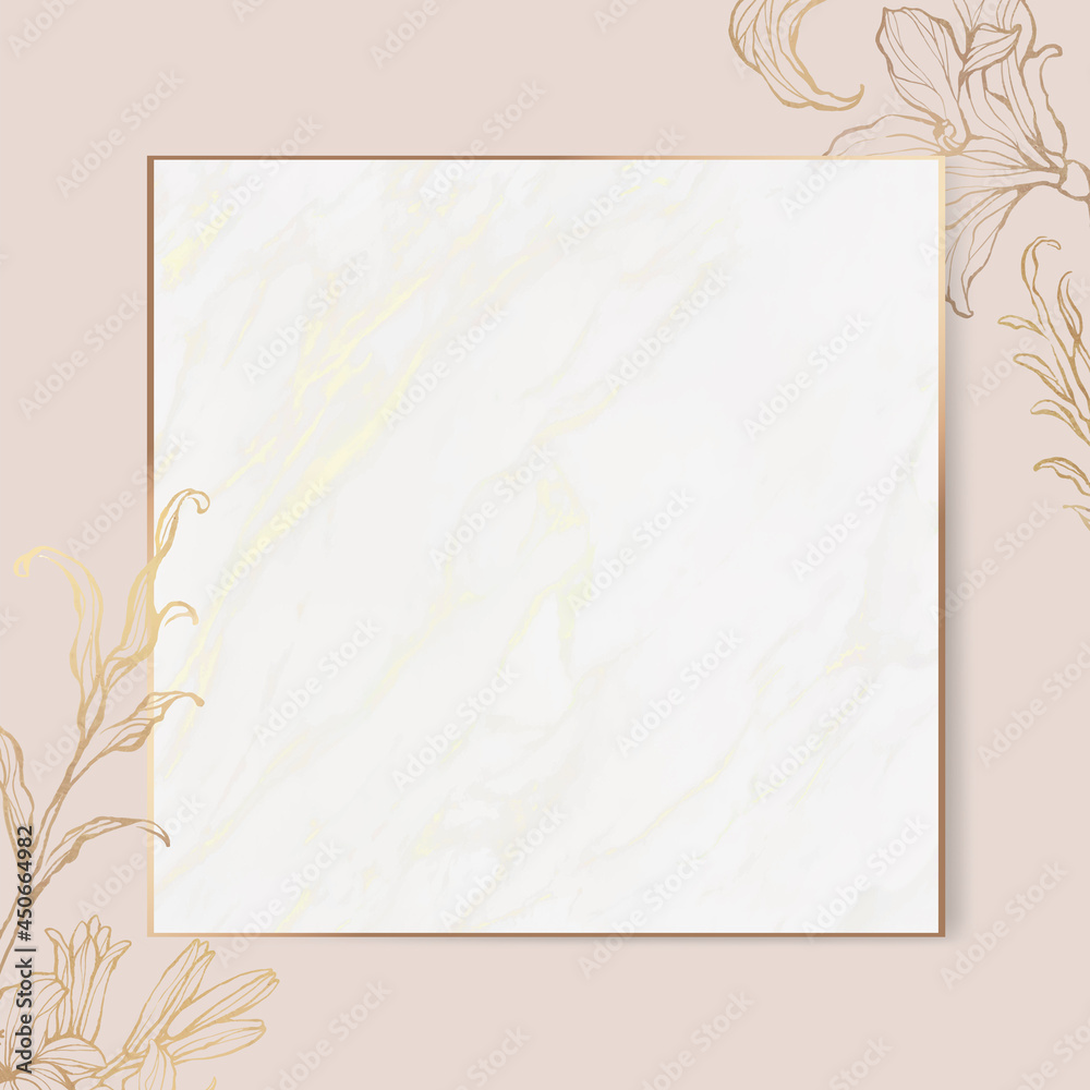 Gold floral frame on marble background vector Gold floral frame on marble background vector