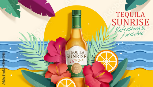 Tequila sunrise cocktail ads
