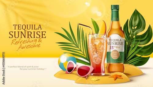 Cocktail ad with tropical design