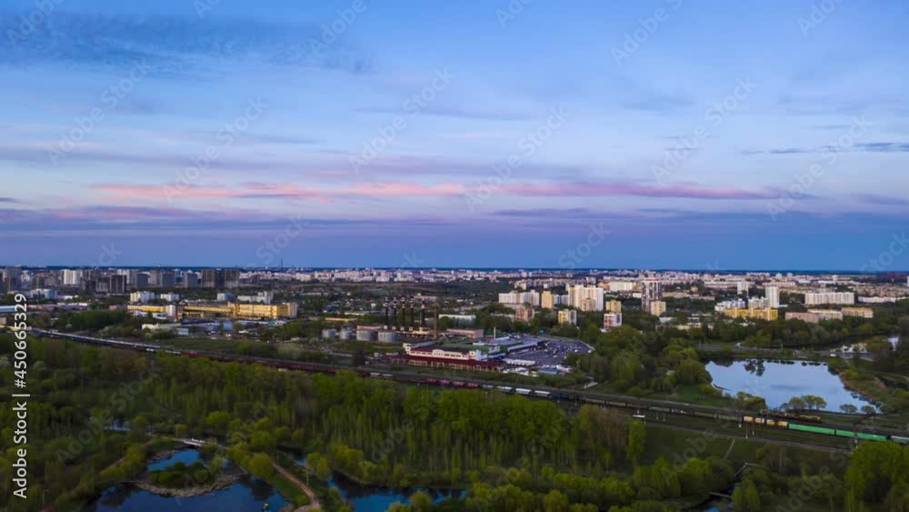 Aerial bird-eye view cityscape in Minsk. Townscape view in Minsk, hyperlapse.
Aerial bird-eye view cityscape in Minsk. Townscape view in Minsk, hyperlapse.
