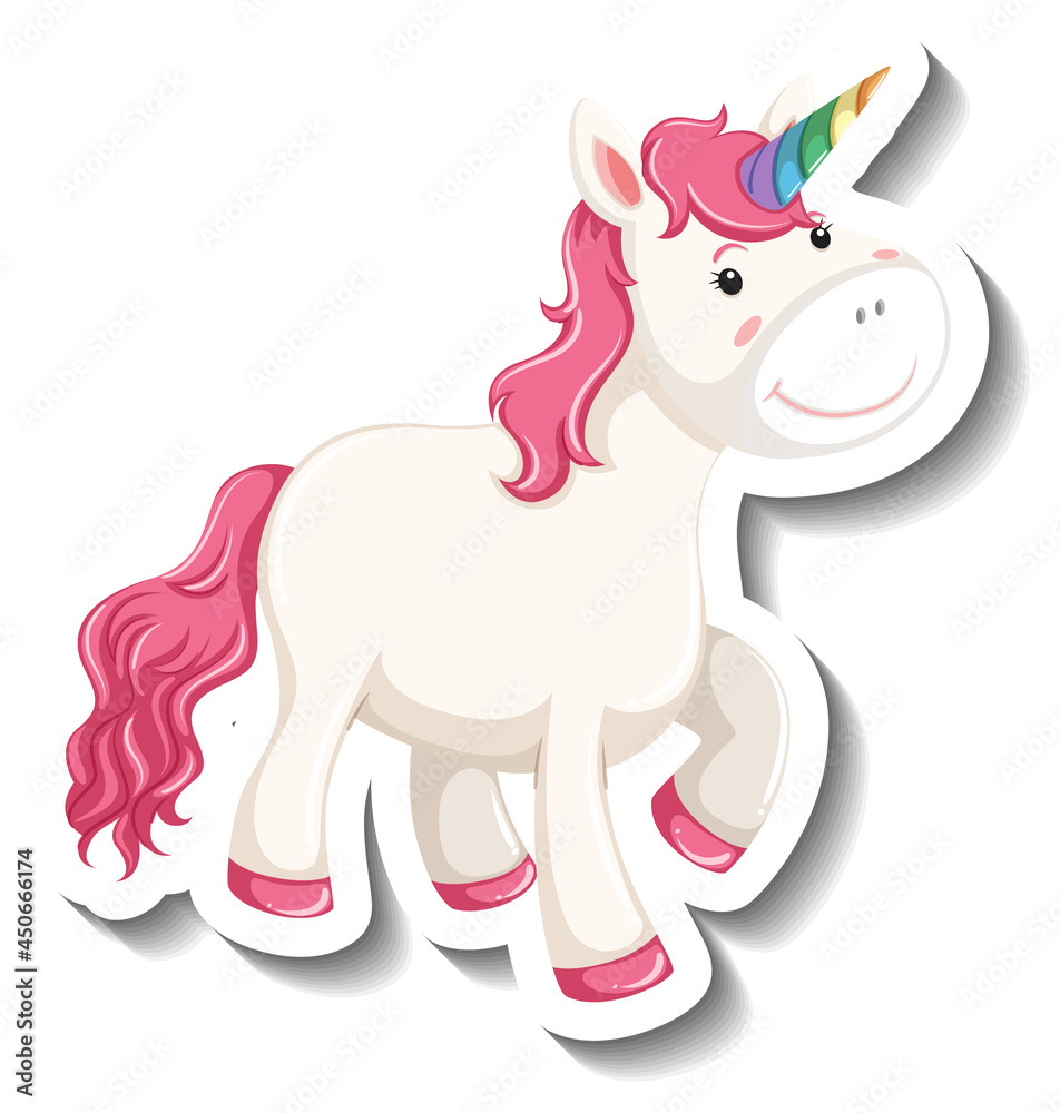 Cute unicorn standing pose on white background Cute unicorn standing pose on white background