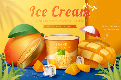 3d mango ice cream ad